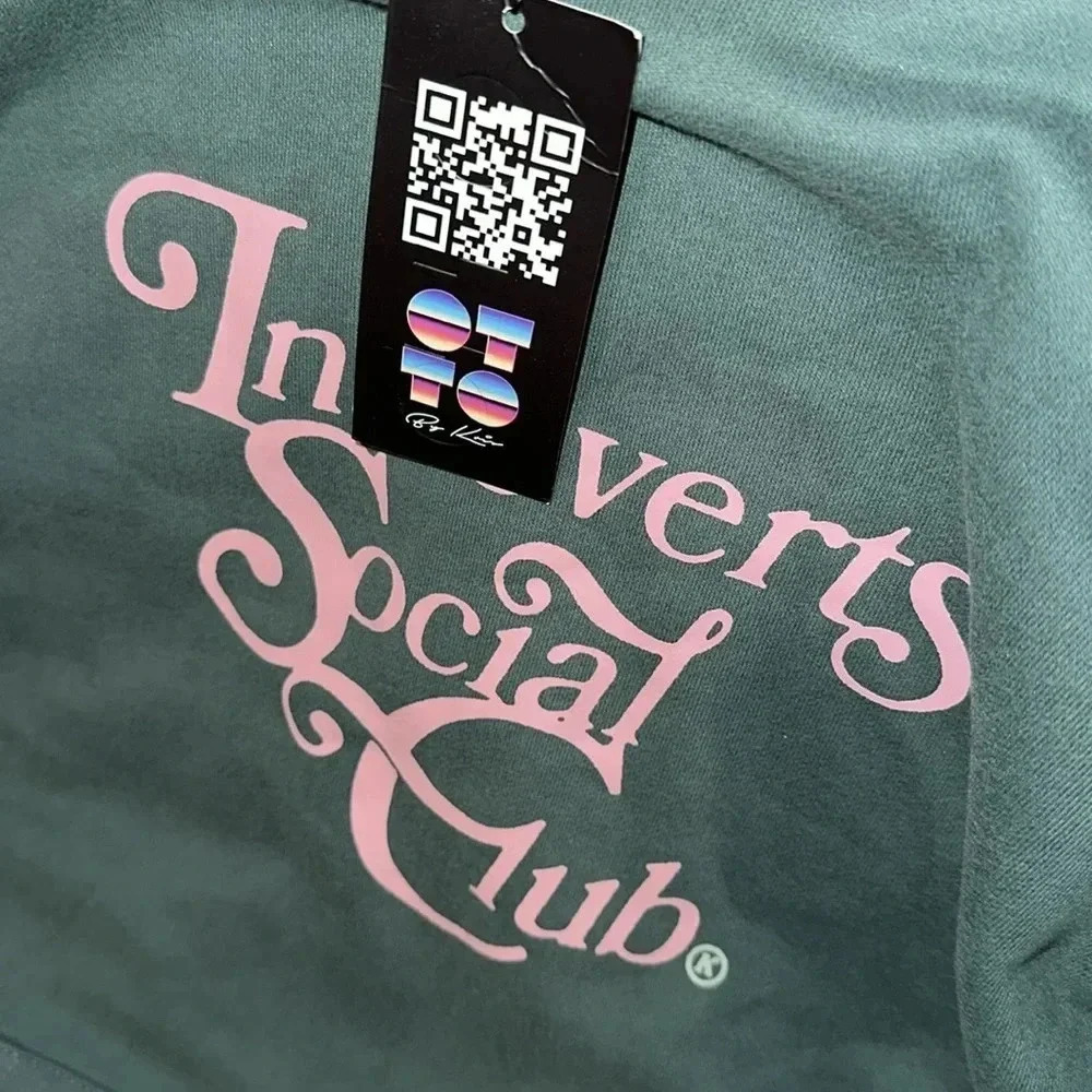 NWT OTTO BY KRIS AUTHENTIC INTROVERTS SOCIAL CLUB HOODIE SMALL KANGAROO Pockets - Picture 7 of 10